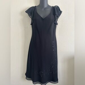 S.L Fashions Women’s Black Petite Formal Sequin Midi Dress